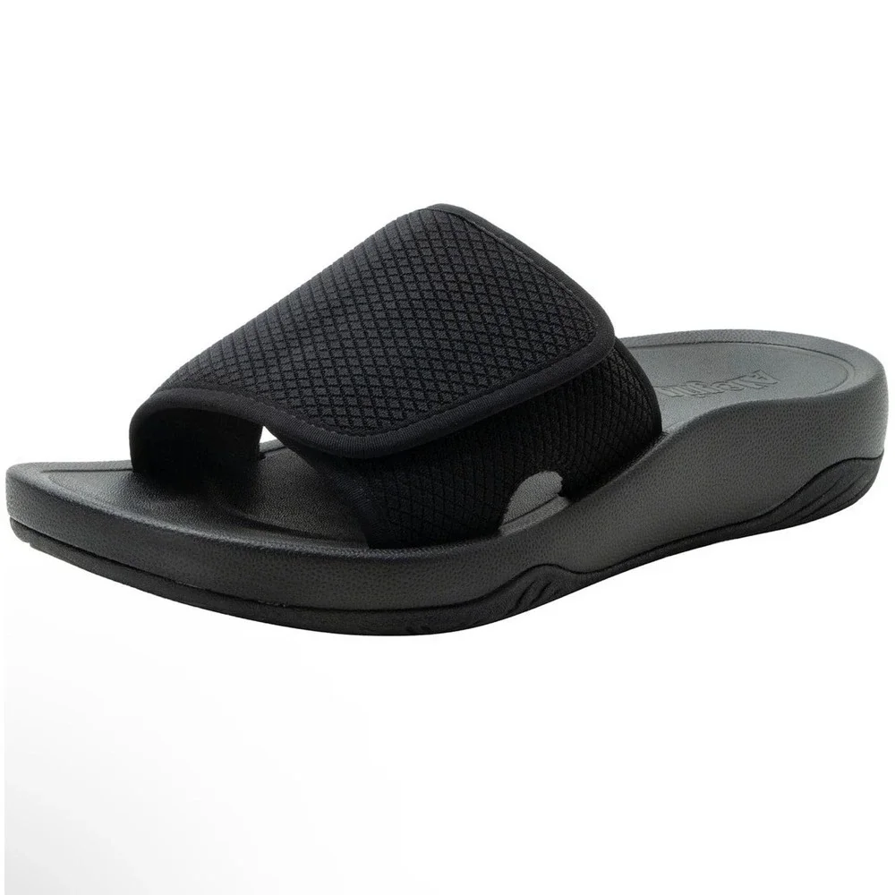 Alegria OVA8TION Raven Black RecoverMe Slide Sandals Women 6-6.5‎ OVA-6502 NEW